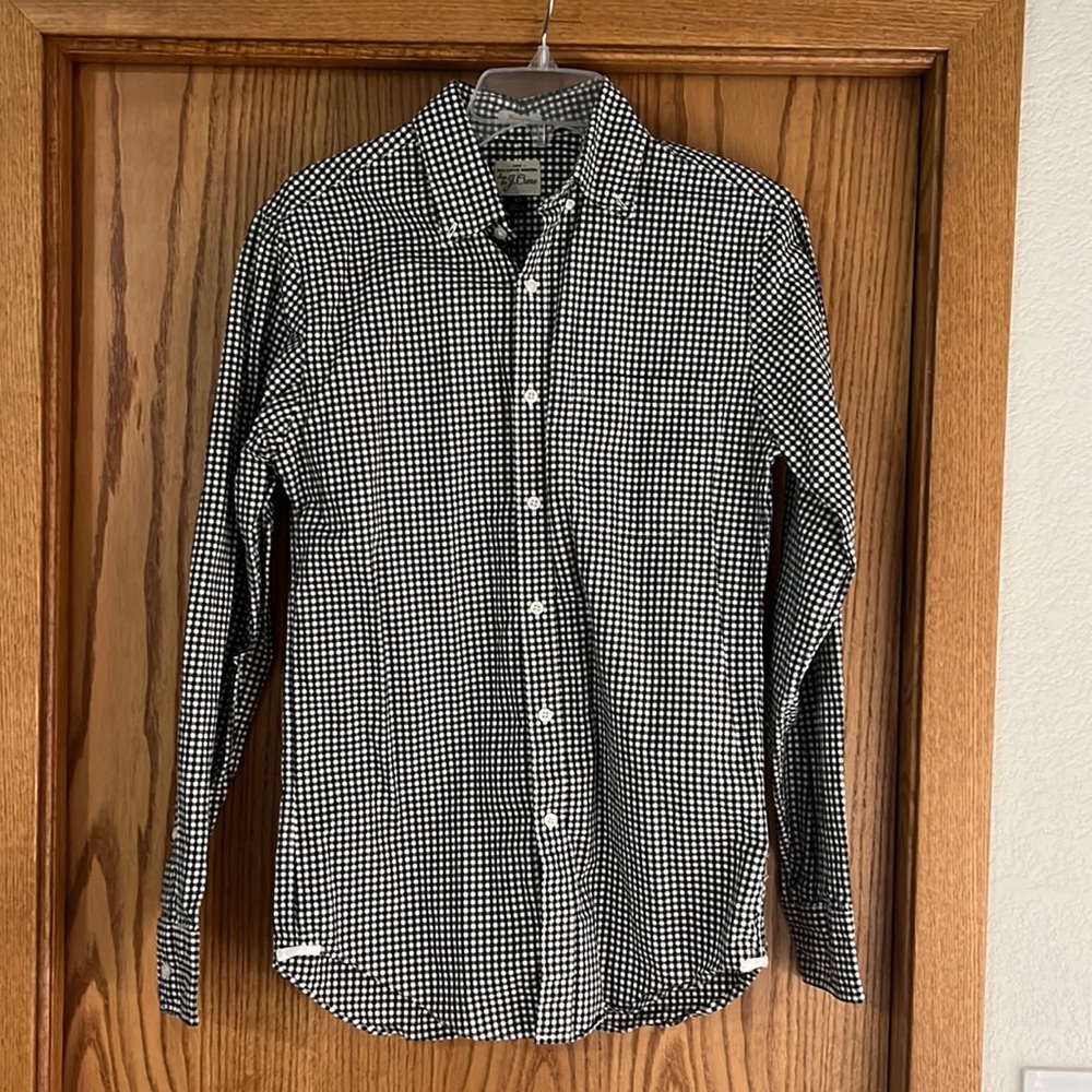JCrew EUC black/white check long sleeve button down Size XS
